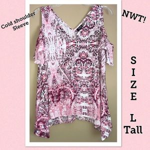 Cold shoulder sleeve hi/lo shark bite tank